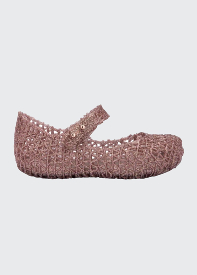 Shop Mini Melissa Girl's Campana Papel Glitter Cutout Mary Jane Shoes, Baby/toddlers In Light Pink
