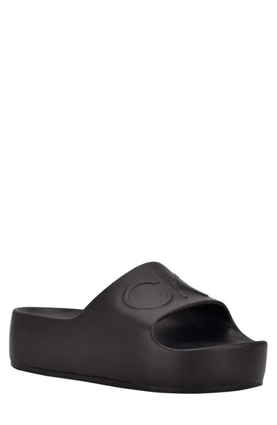 Shop Calvin Klein Holly Platform Slide Sandal In Black 001