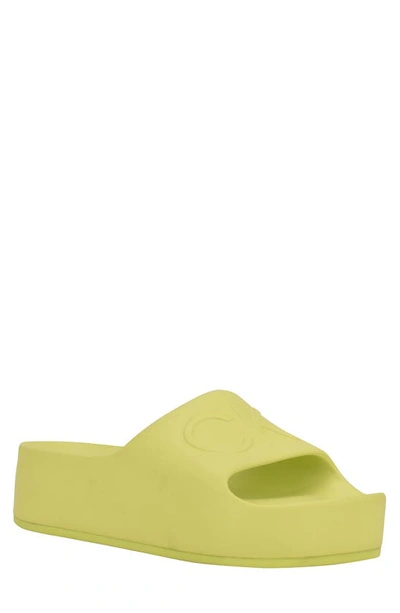 Shop Calvin Klein Holly Platform Slide Sandal In Yellow 700