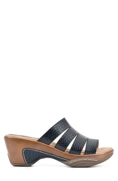 White Mountain Women's Valora Clog Slide Sandals Women's Shoes In Black/ Met/ Woven