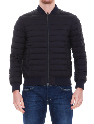 Shop Herno Padded Bomber Jacket In Navy