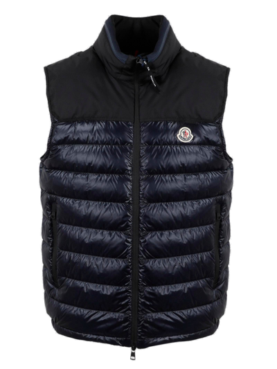 Shop Moncler Ortac Padded Zipped Gilet In Blue
