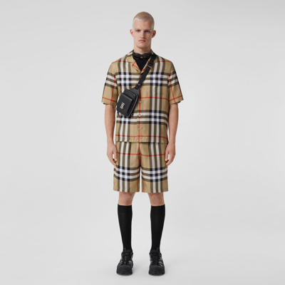 Shop Burberry Check Silk Shorts In Archive Beige