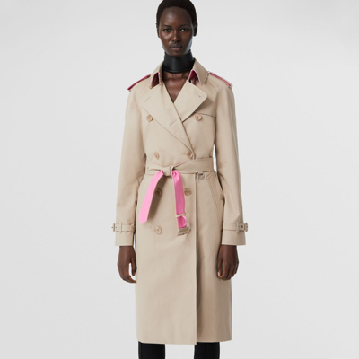 Burberry Cotton Gabardine Trench Coat With Contrasting Trim In Nude &  Neutrals | ModeSens
