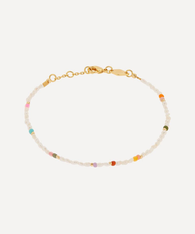 Shop Anni Lu Gold-plated Tutti Beaded Pearl Bracelet In Multi