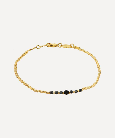 Shop Anni Lu Gold-plated Bead And Gem Bracelet In Black