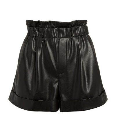 Shop Alice And Olivia Vegan Leather Reagan Shorts In Black