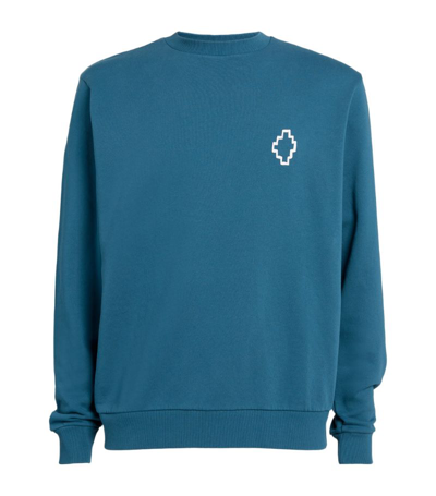 Shop Marcelo Burlon County Of Milan Tempera Cross Sweatshirt In Blue