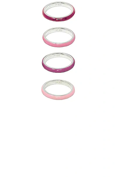 Shop Fry Powers Set Of 4 Ombre Enamel Rings In Pink Ombre