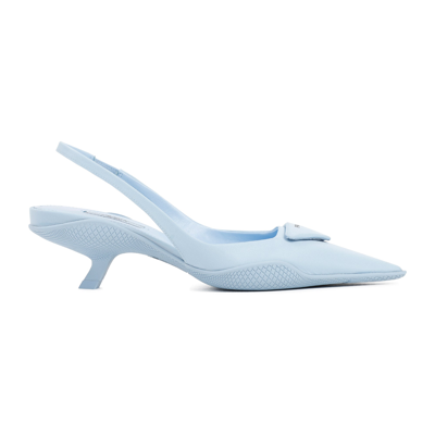 Shop Prada Brushed Leather Slingback Pumps Shoes In Blue