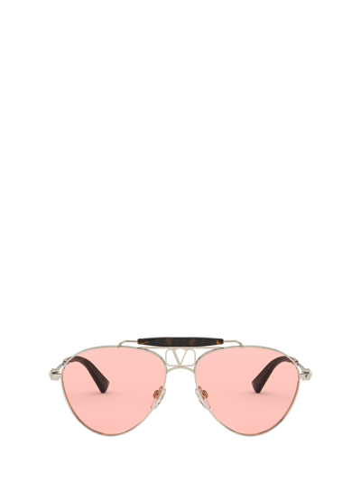 Shop Valentino Eyewear Sunglasses In Light Gold
