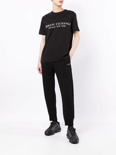 Shop Armani Exchange Logo-print Cotton T-shirt In Black