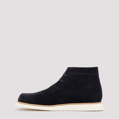 Shop Giorgio Armani Suede Boots Shoes In Blue