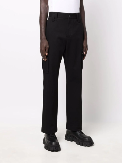 Shop Versace Greca-patch Straight Trousers In Black