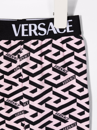 Versace All-over Logo Print Leggings In Pink