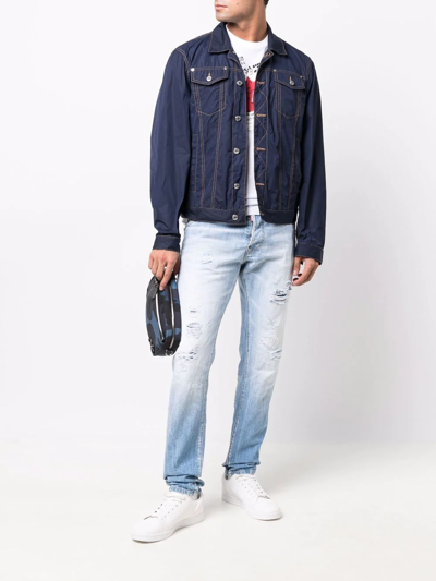 Dsquared2 Distressed-effect Straight-leg Jeans In Blue