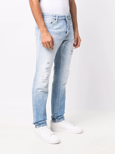 Dsquared2 Distressed-effect Straight-leg Jeans In Blue