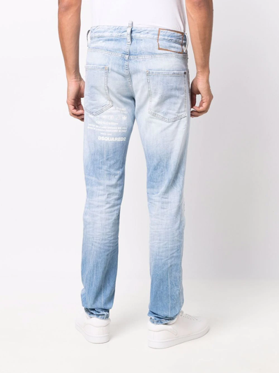 Dsquared2 Distressed-effect Straight-leg Jeans In Blue