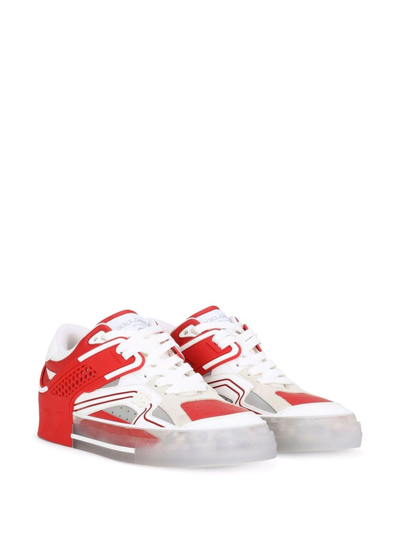 Dolce & Gabbana Transparent Cut-out Sneakers In Red