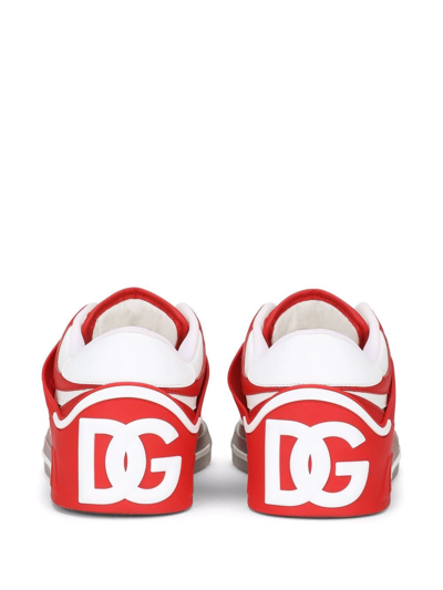 Dolce & Gabbana Transparent Cut-out Sneakers In Red