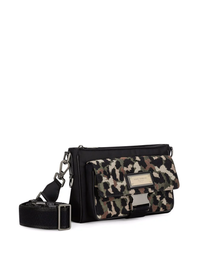 Shop Dolce & Gabbana Leopard Jacquard Crossbody Bag In Black