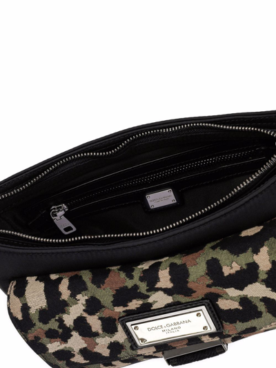 Dolce & Gabbana Leopard Jacquard Crossbody Bag In Black