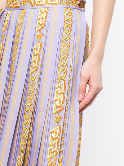 Shop Versace Pleated Mid-length Skirt In Purple