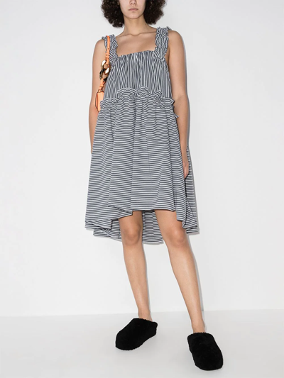 Shop Brøgger Olive Striped Flared Dress In Grey
