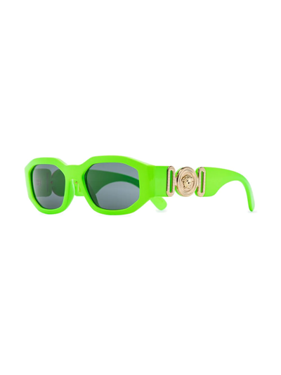Versace Medusa Biggie Rectangle-frame Sunglasses In Green