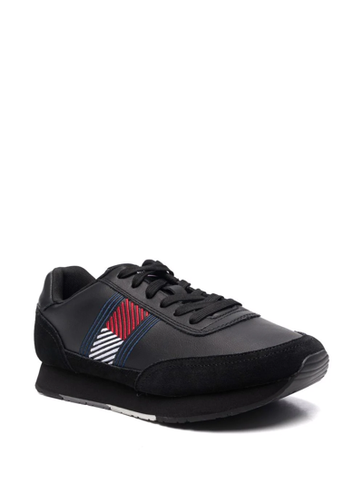 Shop Tommy Hilfiger Embroidered-design Sneakers In Black