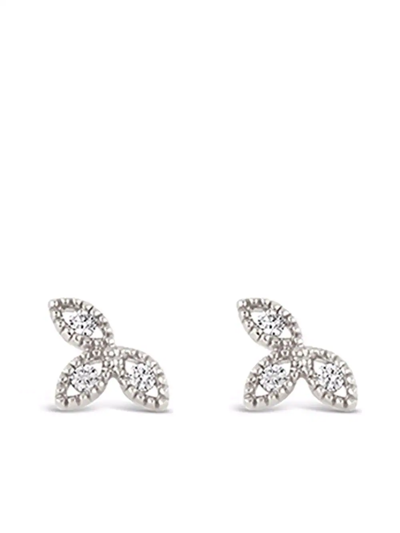 Shop Dinny Hall 14kt White Gold Jasmine Flower Diamond Earrings In Silver