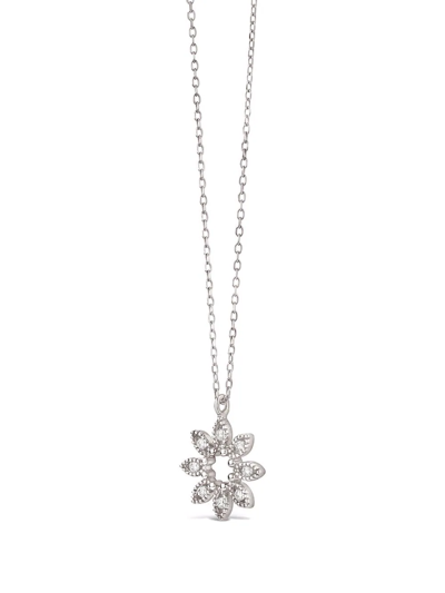 Shop Dinny Hall 14kt White Gold Jasmine Flower Diamond Necklace In Silver