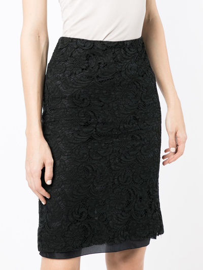 Pre-owned Prada 巴洛克蕾丝铅笔半身裙（2000年代典藏款） In Black