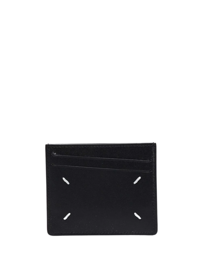 Shop Maison Margiela Four-stitch Leather Card Holder In Black