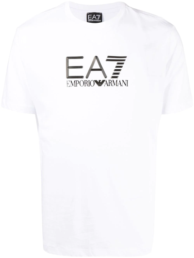 Shop Ea7 Logo-appliqué T-shirt In White