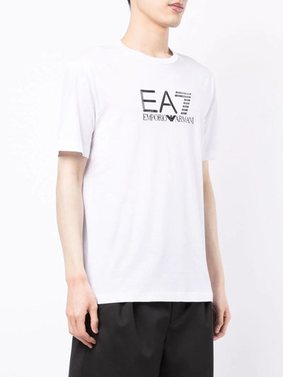 Shop Ea7 Logo-appliqué T-shirt In White