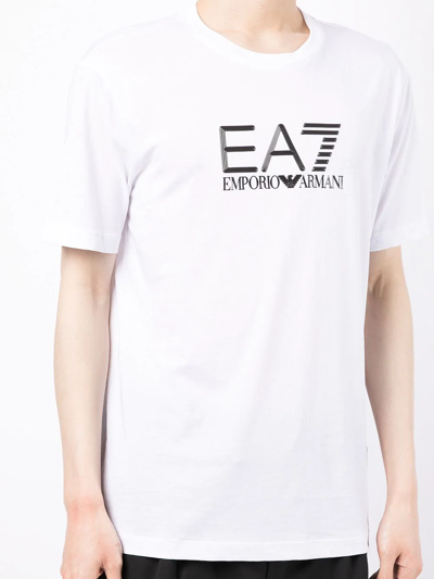 Shop Ea7 Logo-appliqué T-shirt In White