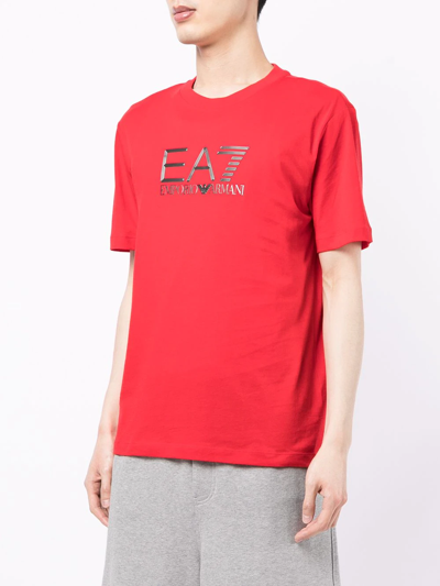 Shop Ea7 Logo-appliqué T-shirt In Red