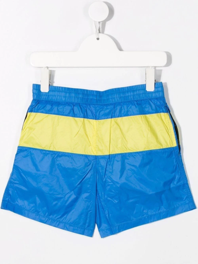 Shop N°21 Stripe Logo Swimming Shorts In Blue