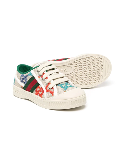 Shop Gucci Logo Low-top Sneakers In Neutrals
