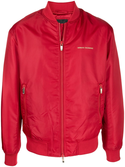 Armani Exchange Logo-print Bomber Jacket In Red | ModeSens