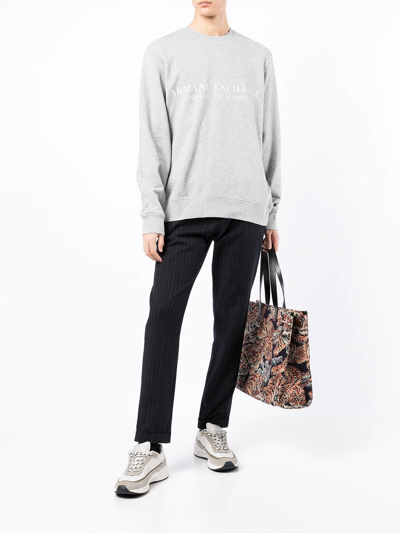 Armani Exchange Logo-print Cotton Sweatshirt In Grey