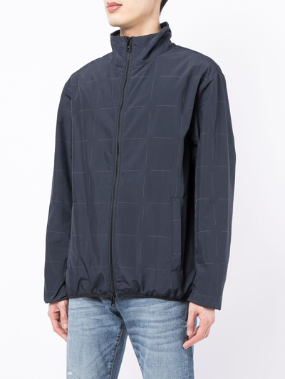 Shop Armani Exchange Geometric-print Blouson Jacket In Blue