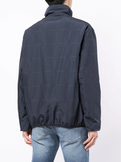 Shop Armani Exchange Geometric-print Blouson Jacket In Blue