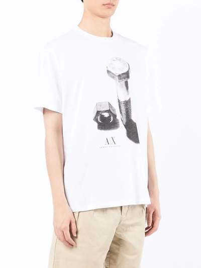 Shop Armani Exchange Graphic-print T-shirt In White