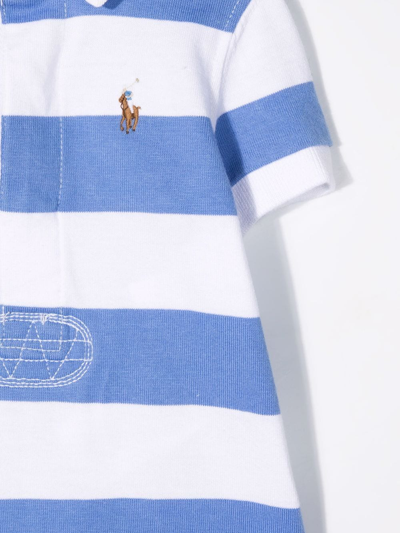 Shop Ralph Lauren Striped Polo-collar Romper In White