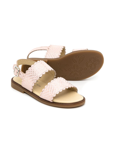 Andanines Kids' Snakeskin-effect Leather Sandals In Pink