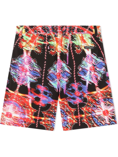 Dolce & Gabbana Bermuda With All-over Graphic Print In Black