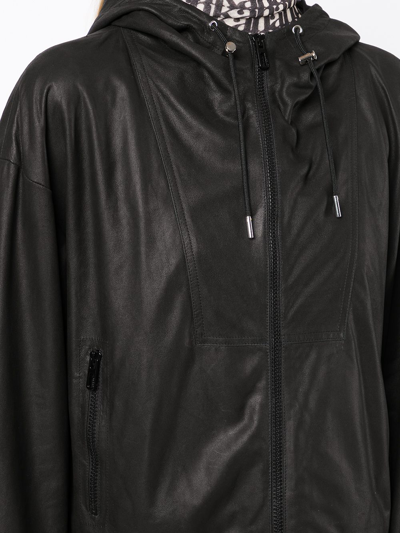 Shop Drome Hooded Leather Jacket In Black
