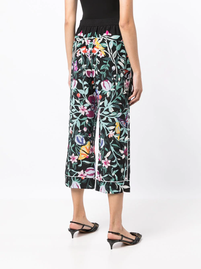 Shop Valentino Nature-print Drawstring Silk Trousers In Multicolour